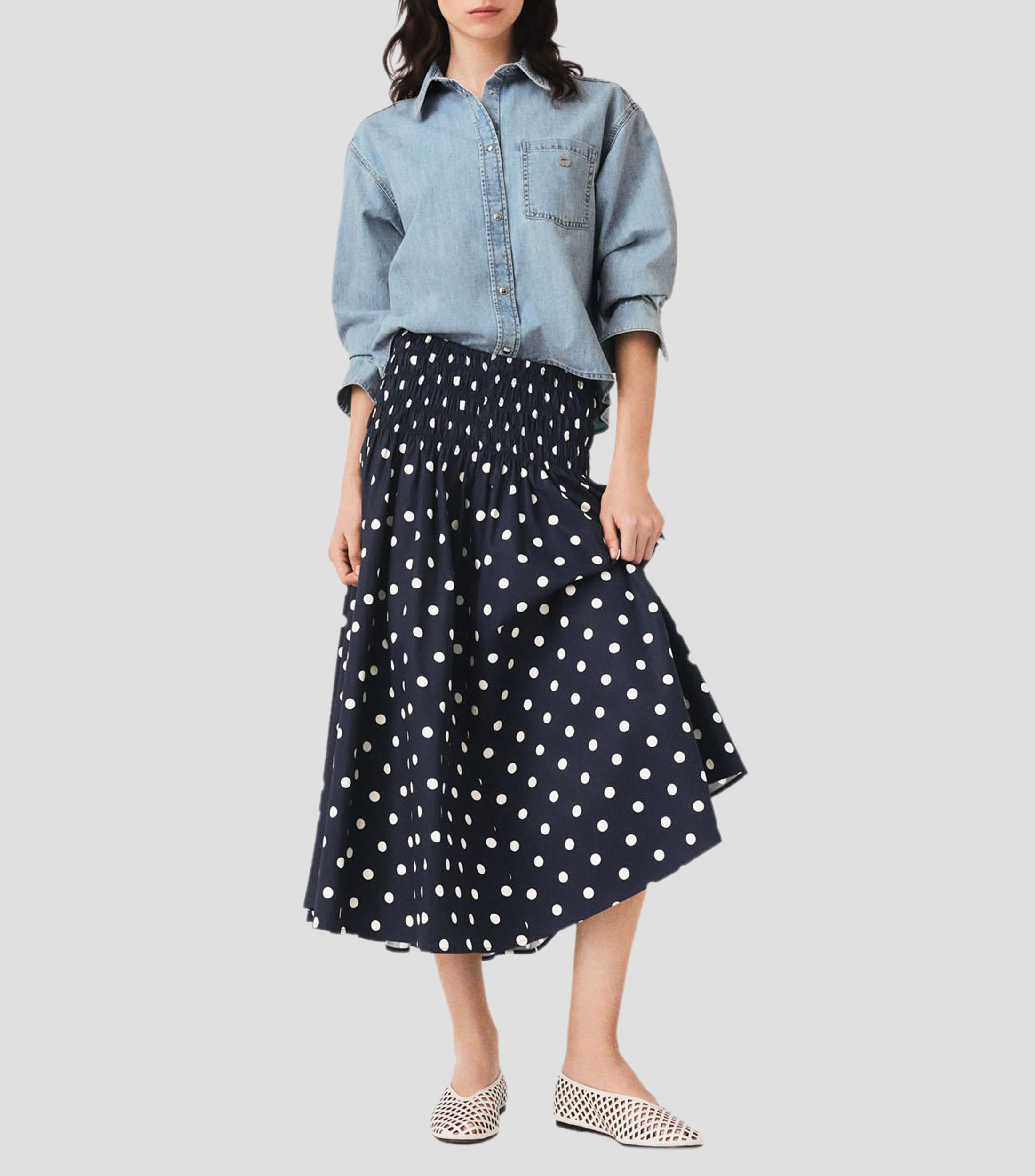 Falda midi de corte A estampada Mujer
